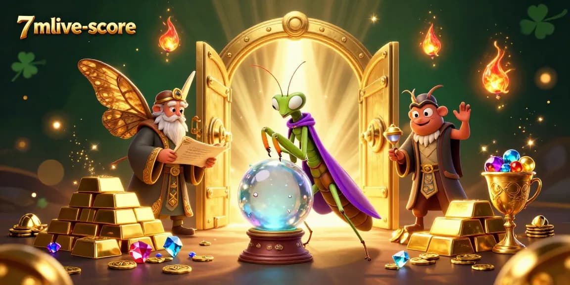 Engage with the thrilling world of 7mlive-score as cartoon characters reveal fortune in a mystical casino setting.