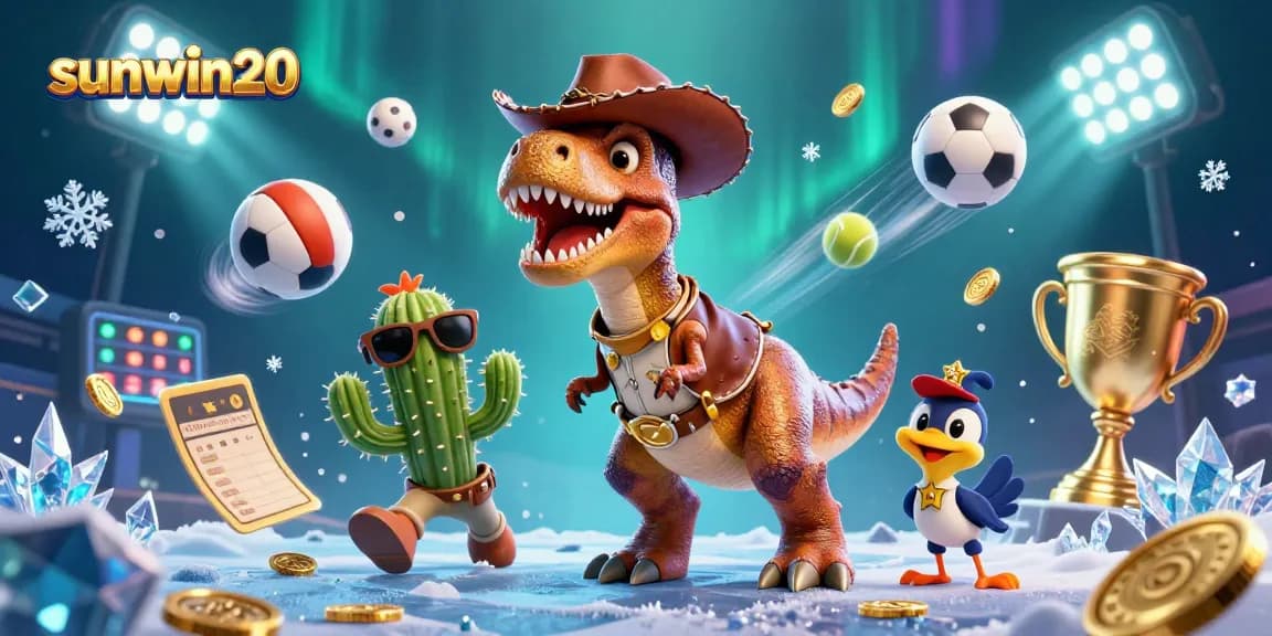 Engage with sunwin20 sports betting excitement featuring a cowboy dinosaur, cactus, and roadrunner.