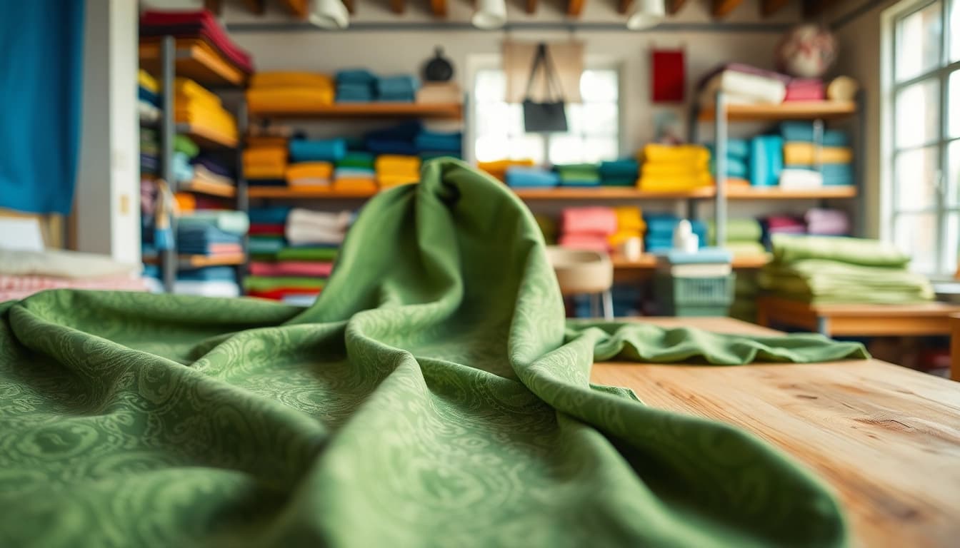 Discover the beauty of terlenka stof wikipedia with vibrant patterns and textures in a dynamic fabric workshop.