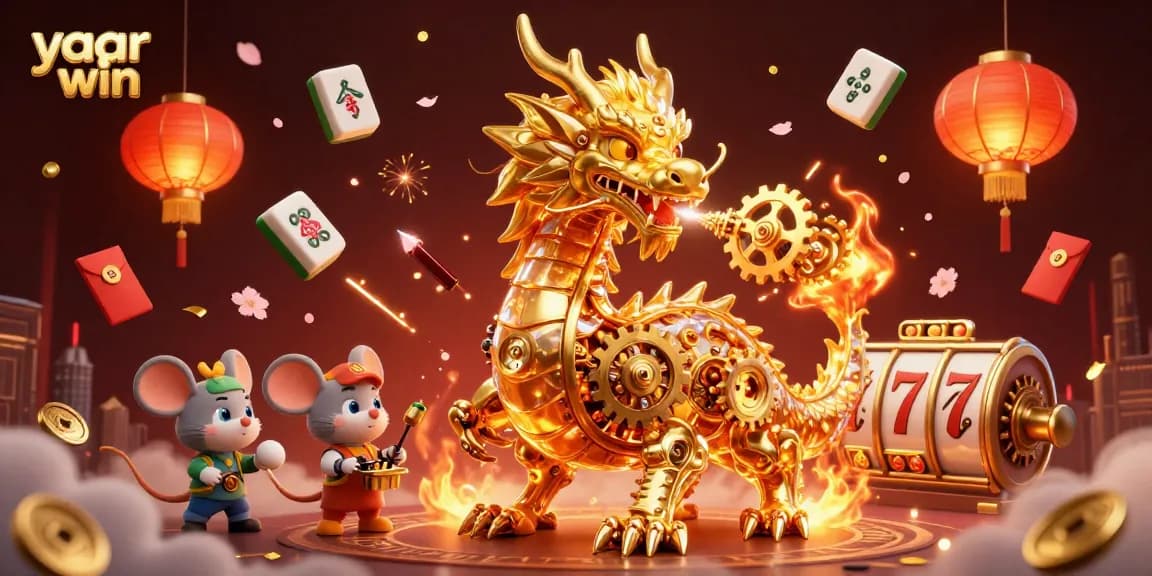 Experience yaar win with a vibrant 3D illustration of a golden dragon in an exhilarating casino scene.