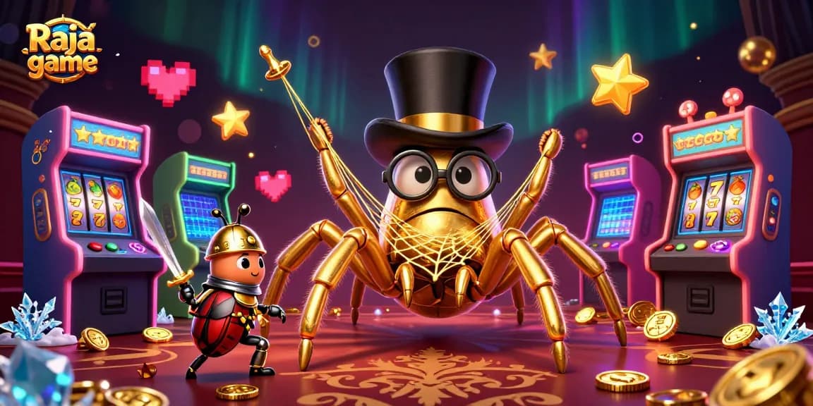 Engage in Raja game with exciting slot reels, vibrant characters, and dynamic gaming elements.