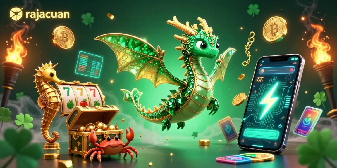 Maximize your chances with rajacuan in vibrant 3D illustration featuring slot elements and cryptocurrency.