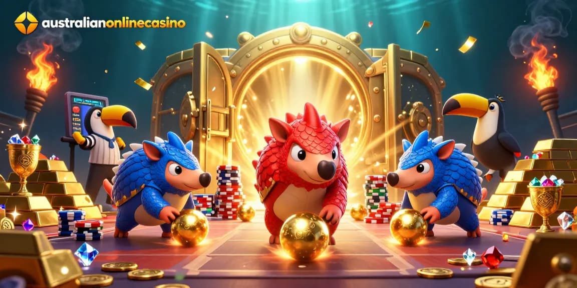 A dynamic scene showcasing rival pangolins in a game-like setting, crafted for australianonlinecasino enjoyment.