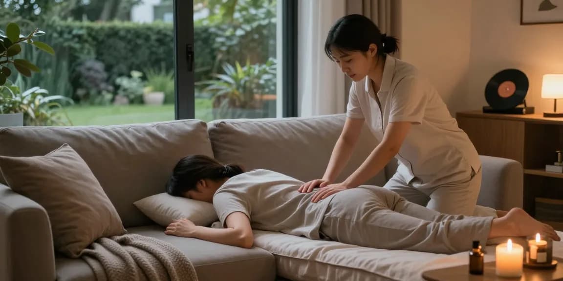 안산출장마사지 service experience at home with relaxation and tranquility in focus.