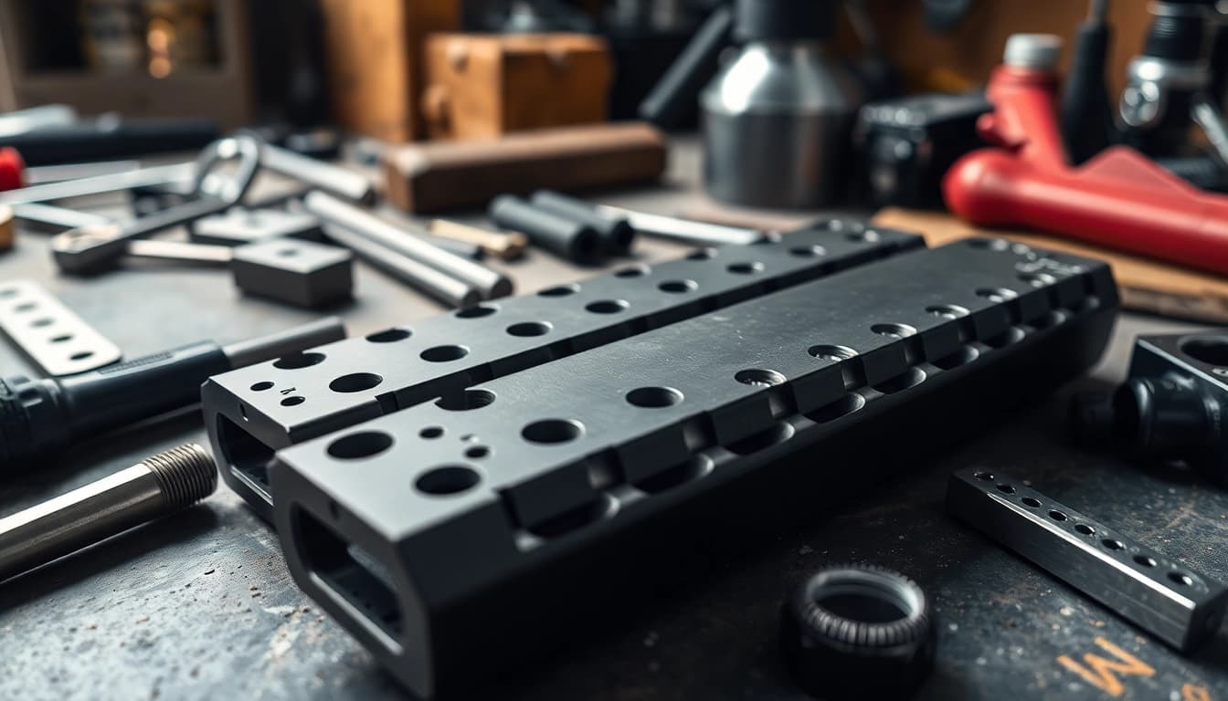 Examine glock slides with precision detail in a professional workshop setting.