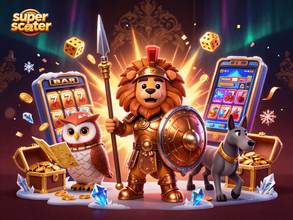Experience super scatter wins with dynamic slot gameplay from our 3D casino illustration.