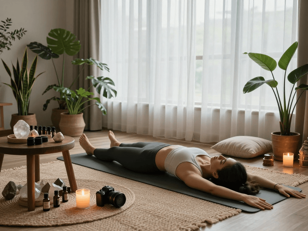 Engaging wellness scene featuring yoga practice promoting mantra88 lifestyle and mindfulness.