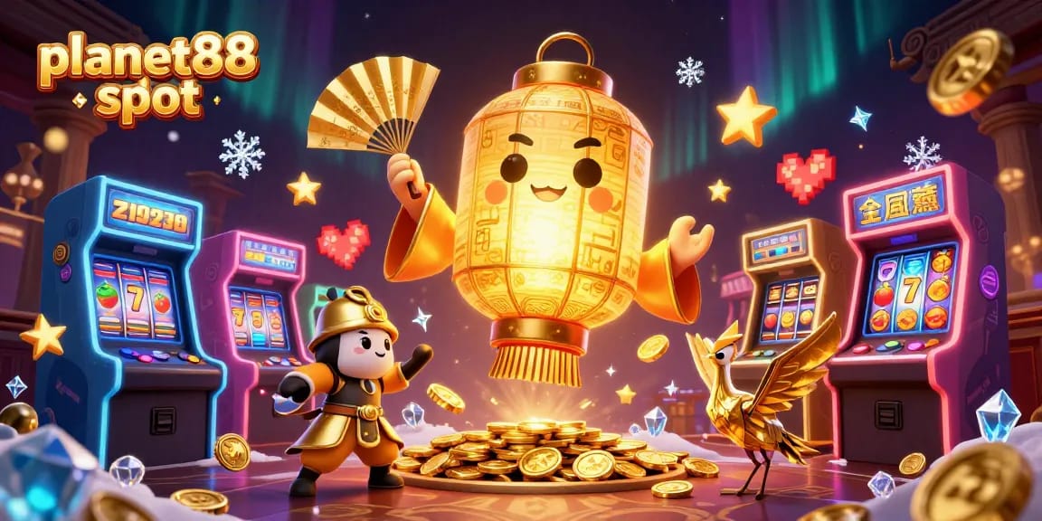 Experience thrilling wins with planet88 slot in this vibrant 3D casino scene.