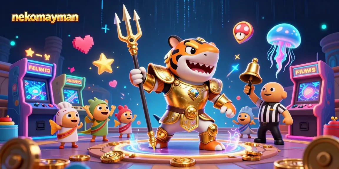 Experience thrilling gameplay with nekomayman in an underwater casino scene filled with vibrant game elements.
