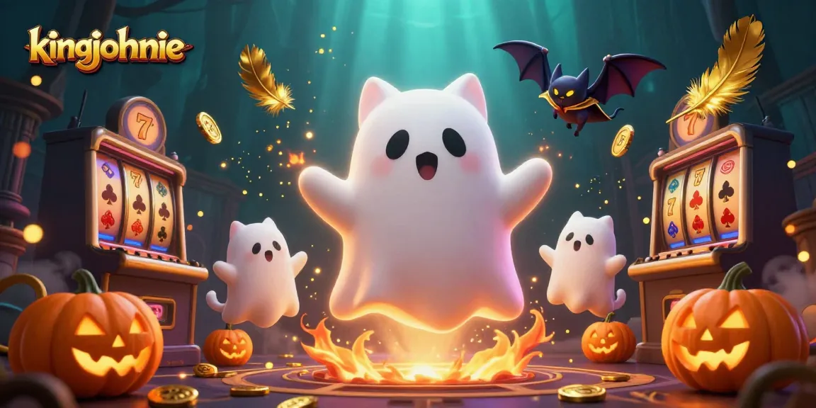 Experience thrilling moments with kingjohnnie's friendly ghost cat and vampire bat at a haunted casino.