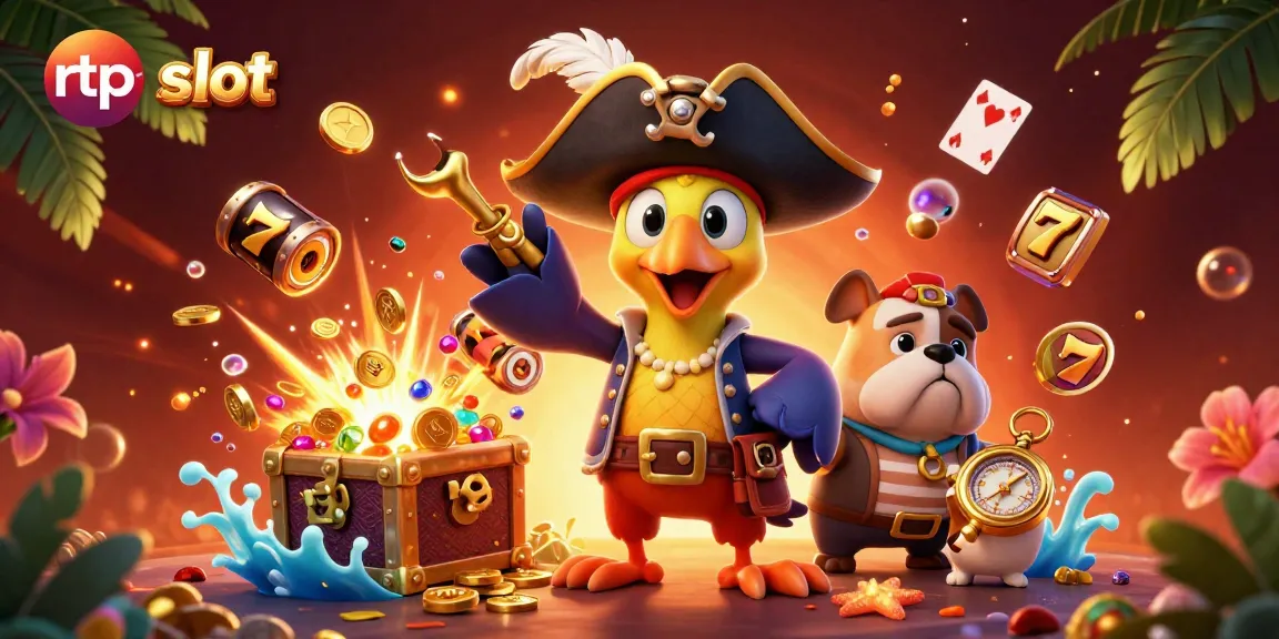 Bermain rtp slot dengan karakter yang hidup dan simbol buah, dikelilingi oleh harta karun dan efek slot yang mencolok.