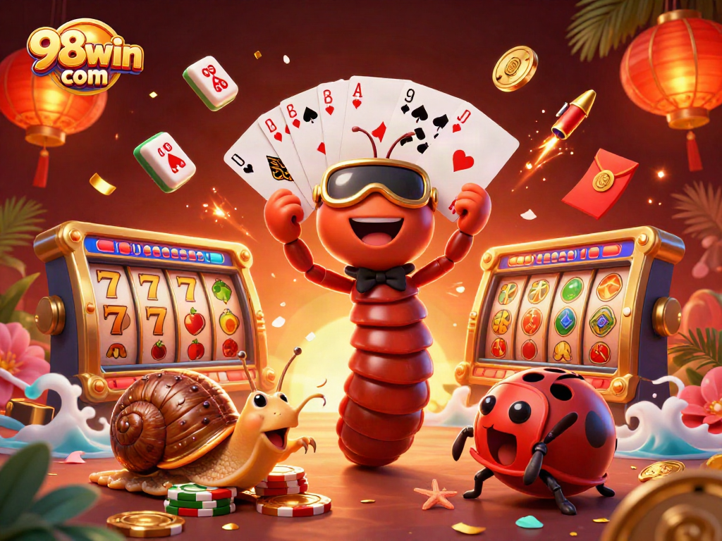 Engage in thrilling gameplay at 98win com with a vibrant casino scene featuring dealers and players.
