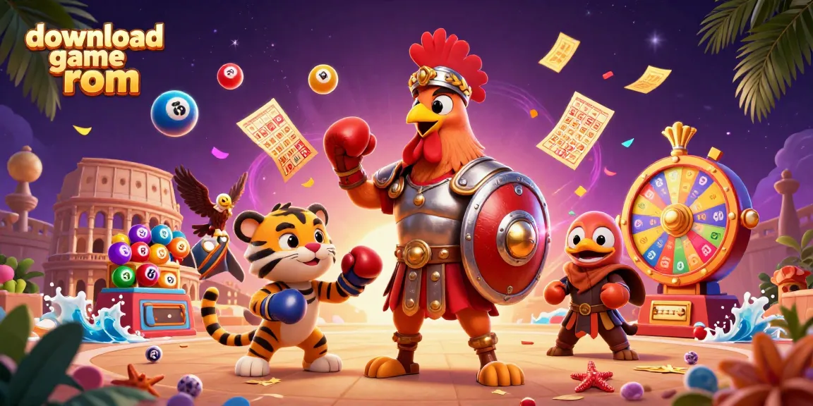 Download game rom and enjoy exciting lottery visuals with interactive elements in a dynamic scene.