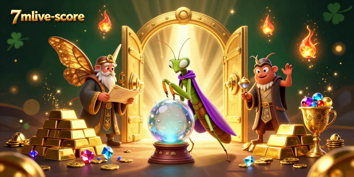 Engage with the thrilling world of 7mlive-score as cartoon characters reveal fortune in a mystical casino setting.