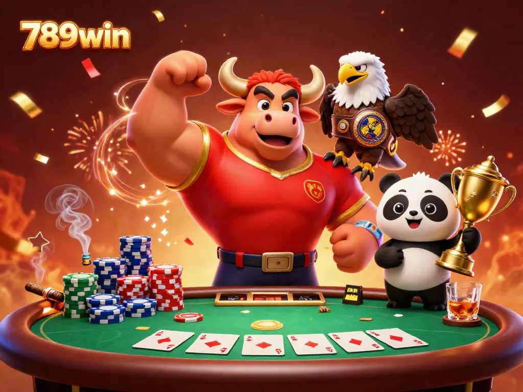 Engage with thrilling card actions at 789win, featuring vibrant casino characters and intense poker elements.
