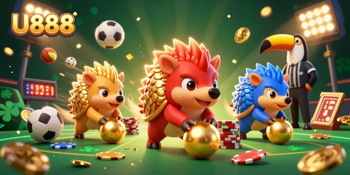 U888 pangolins roll in a vibrant casino scene packed with dynamic gambling elements.