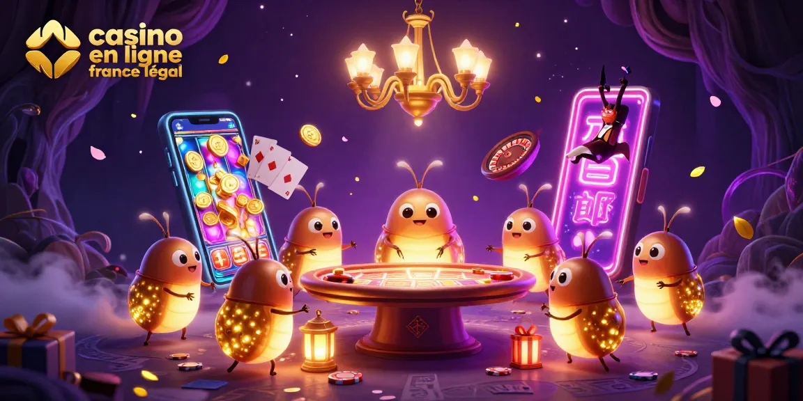 Jouer sur un casino en ligne France légal avec des lucioles illuminant le jeu.