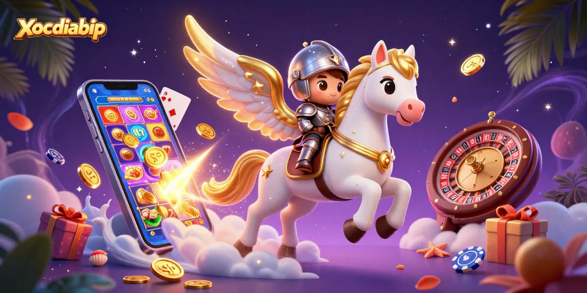 xocdiabip brings thrills with colorful slot games and a celestial adventure in this vibrant scene.