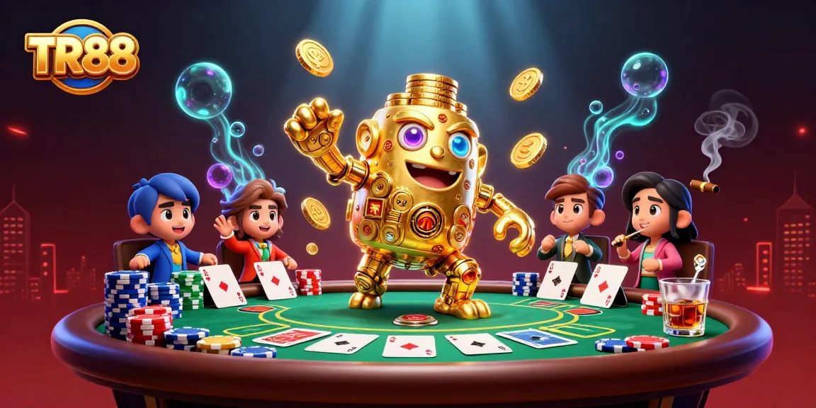 Join the action at TR88 with thrilling poker games featuring a golden golem and vibrant casino elements.