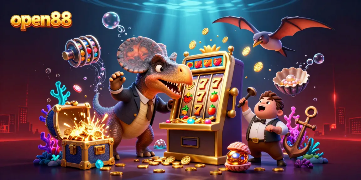 Experience jackpot wins with open88 as a pachycephalosaurus triggers a golden slot machine payout.