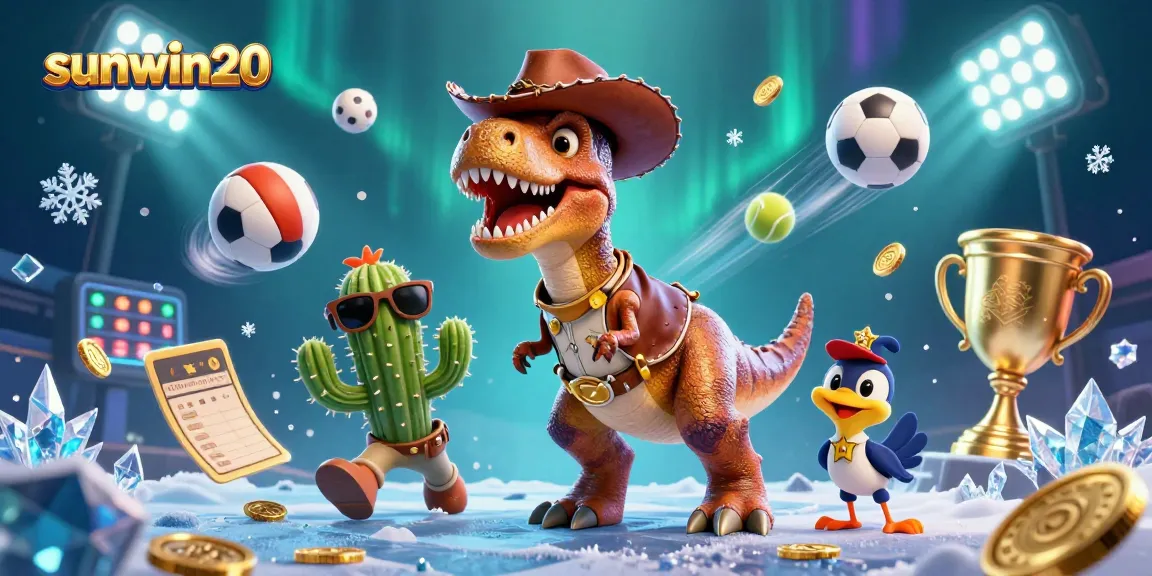 Engage with sunwin20 sports betting excitement featuring a cowboy dinosaur, cactus, and roadrunner.