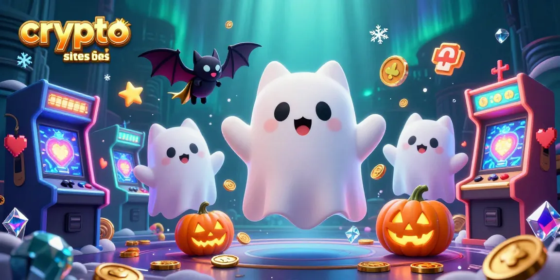 Pariez sur des sites de paris en crypto avec un chat fantôme et une chauve-souris dans un casino animé.