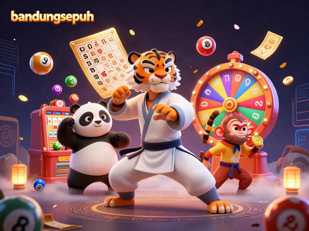Experience exciting gameplay with bandungsepuh in a vibrant 3D illustration featuring colorful lottery elements.