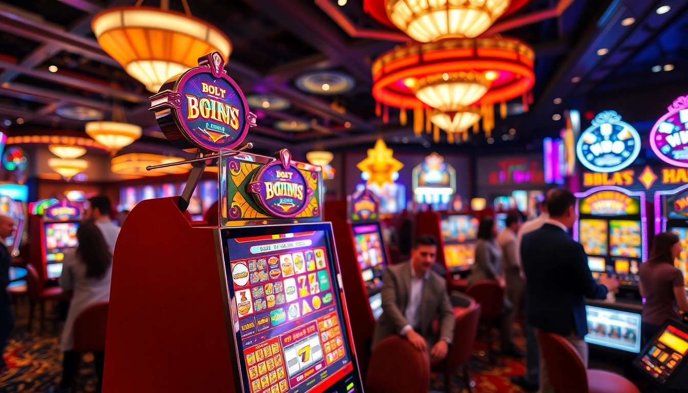 Experience the thrill of slot gambling with colorful machines in an exciting casino atmosphere.