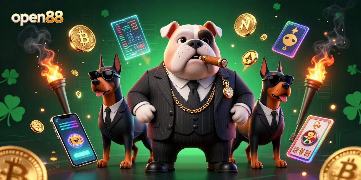 Engage with exciting open88 casino games featuring a mafia boss bulldog and dynamic crypto elements.