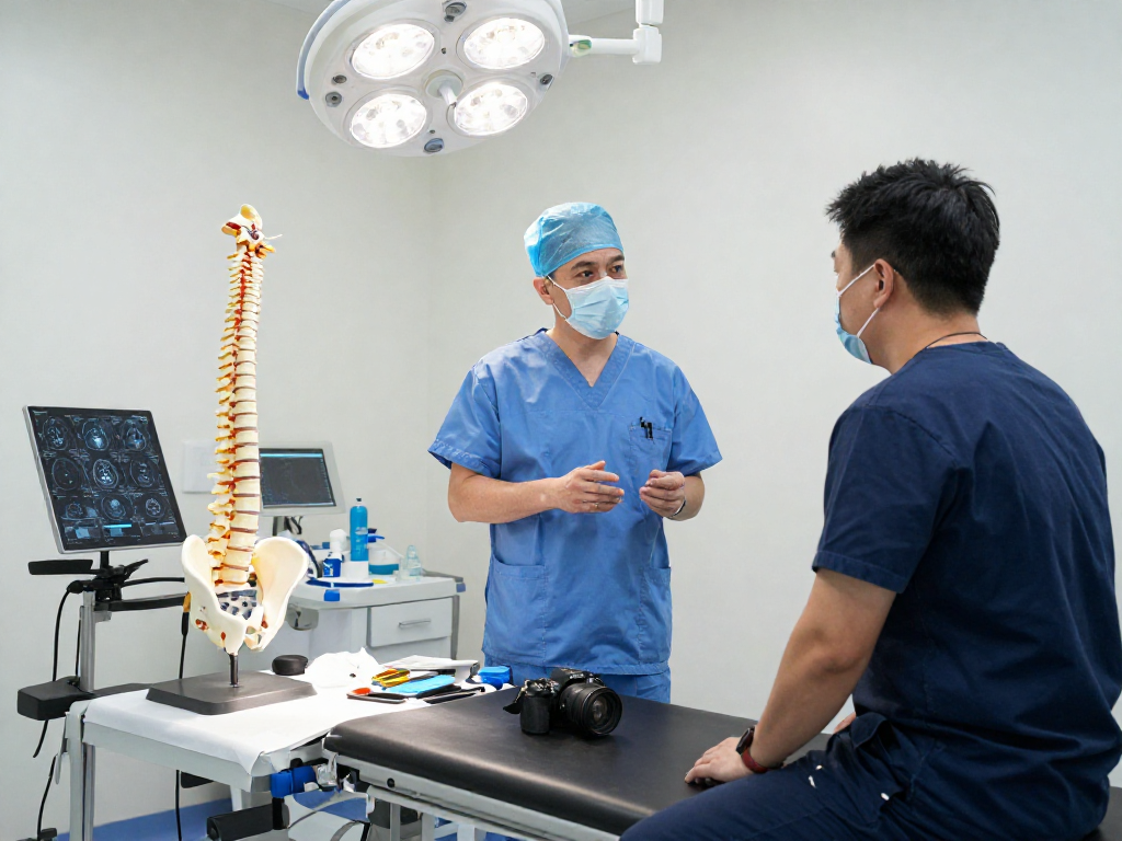 Dar kanal ameliyatı consultation with surgeon and patient in clinical setting.