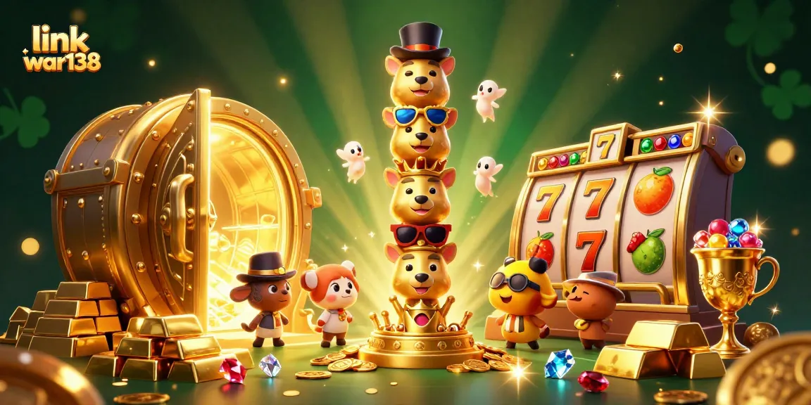 Experience thrilling wins at link war138 with vibrant slot symbols and a dazzling golden totem pole.