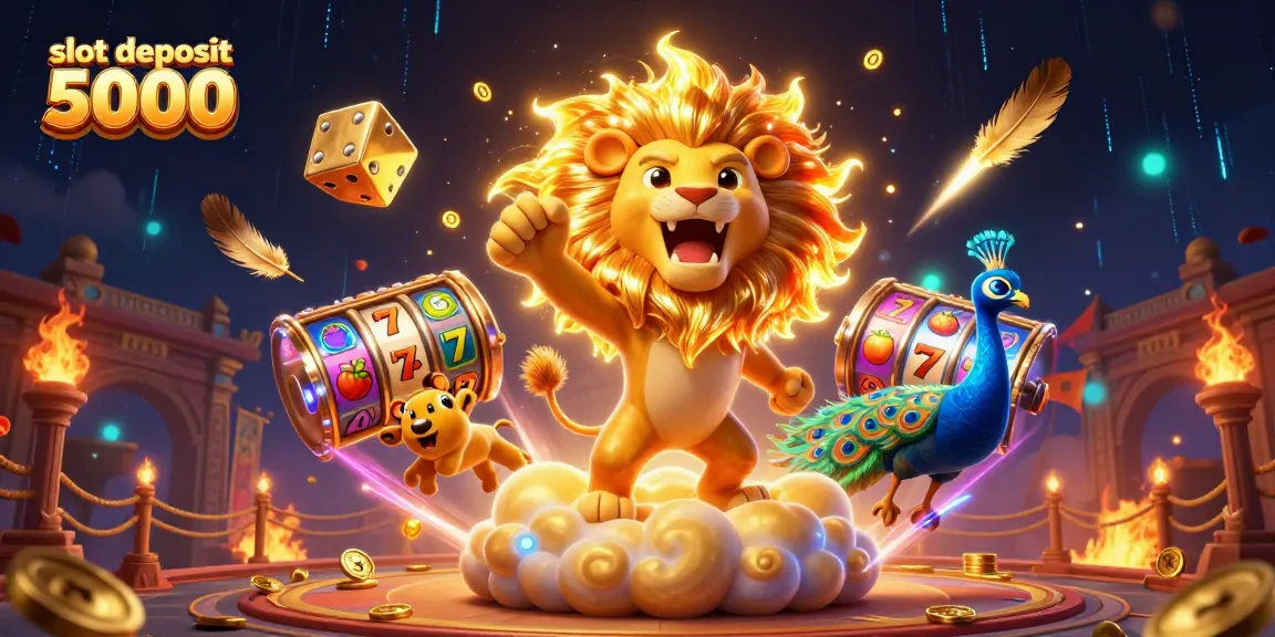 Slot deposit 5000 yang menghadirkan simbol keberuntungan, koin emas, dan permainan menarik.