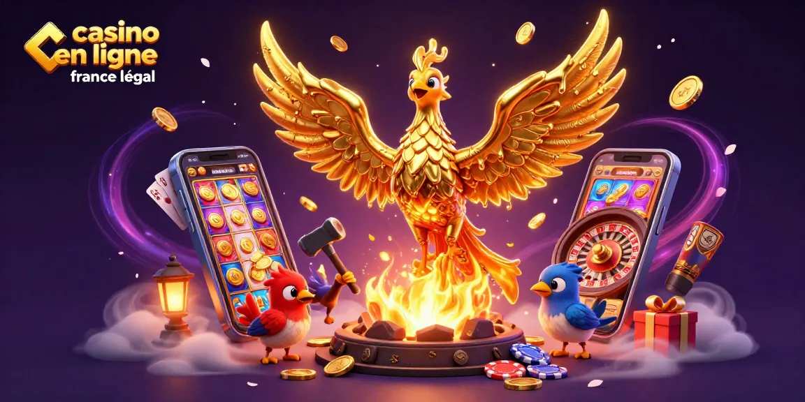 Jouez dans un casino en ligne France légal avec une animation captivante autour d'un phoenix doré.