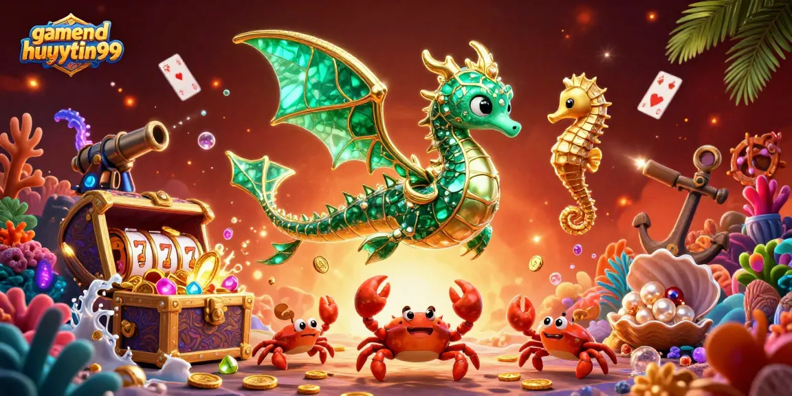 Join the adventure with gamenohuuytin99, featuring a magical sea dragon and treasure in this vibrant casino realm.
