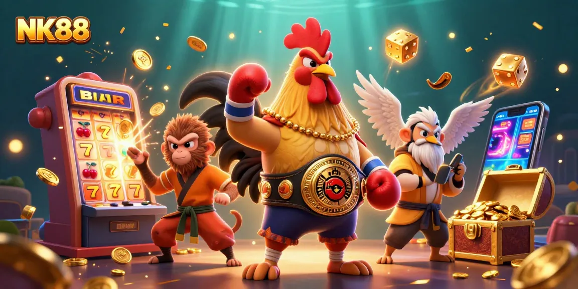 Experience the thrill of winning at NK88 with dynamic characters and exciting slot game action.