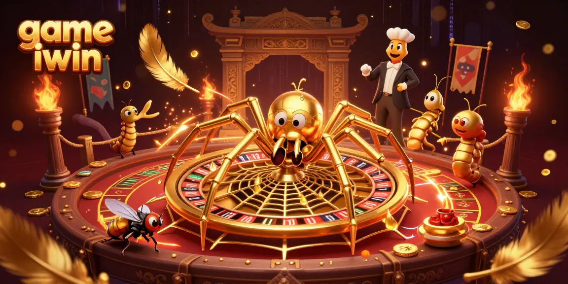 Experience the thrill of game iwin with a vibrant 3D casino illustration featuring dynamic characters.