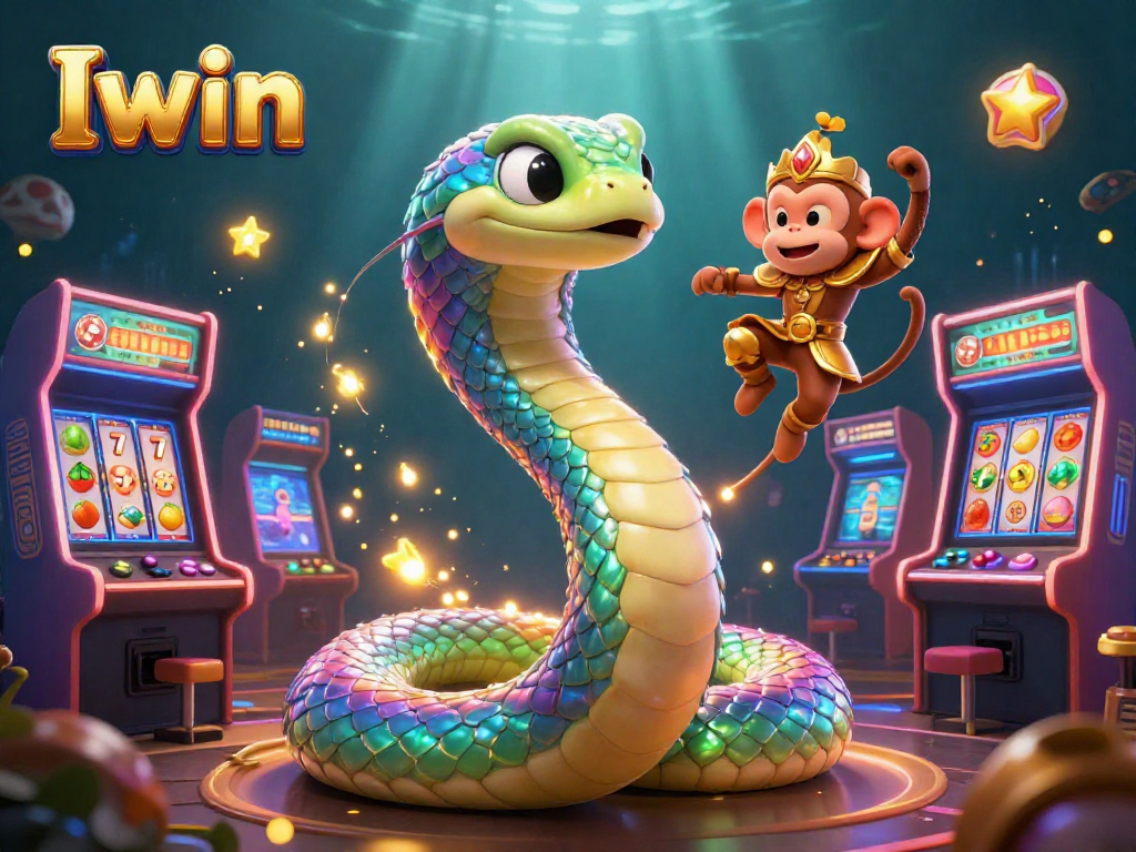 Iwin invites players to spin and win in a vibrant casino world filled with animated characters and dynamic gaming elements.