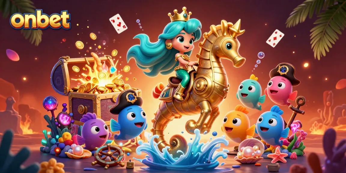 Experience the thrill of onbet with vibrant gaming elements and dynamic characters in a colorful underwater scene.