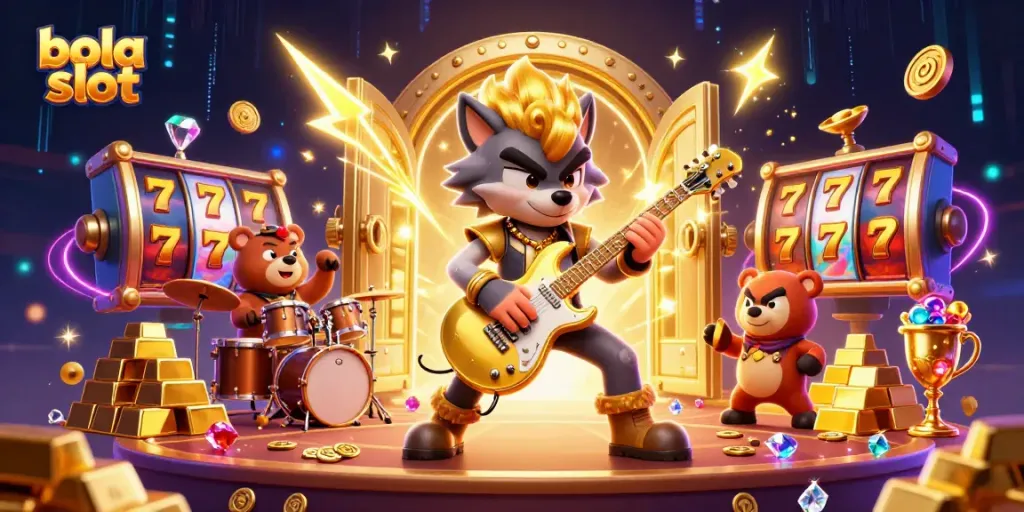 Engage in thrilling bola slot action with a vibrant 3D scene featuring treasure and charismatic characters.
