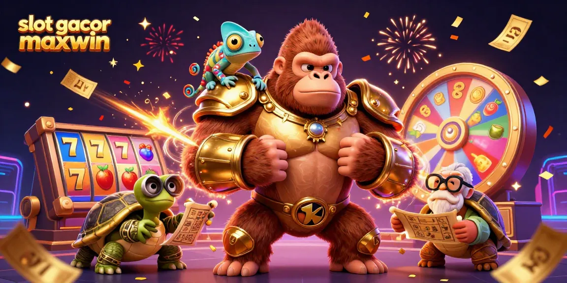 Engage with slot gacor maxwin in this vibrant illustration showcasing lucky charms and energetic casino elements.