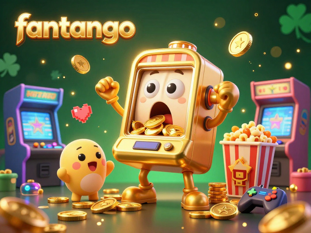 Engage in the thrilling world of fantango as golden slot machines hit jackpots, radiating excitement and joy.