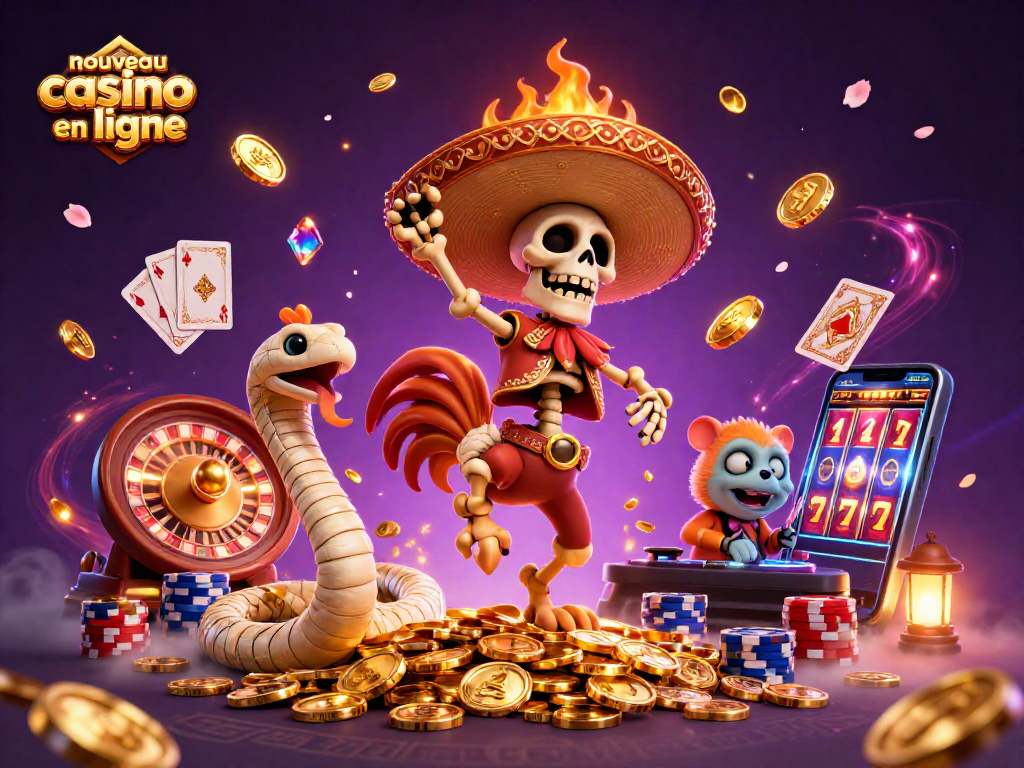 Découvrez l'univers palpitant du nouveau casino en ligne, avec une danse colorée de personnages animés.