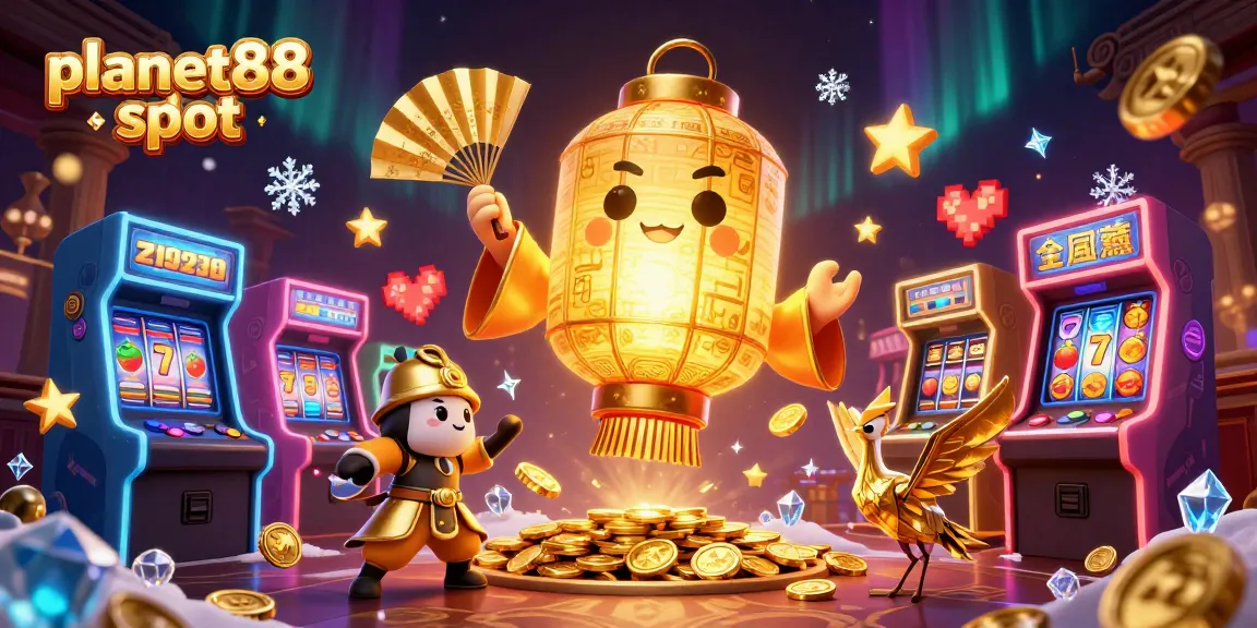 Experience thrilling wins with planet88 slot in this vibrant 3D casino scene.