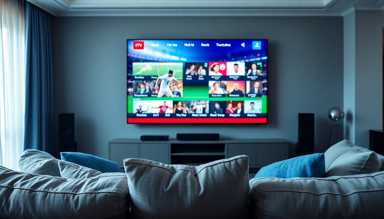 Engaging free trial iptv setup showcasing family enjoyment in a modern living room.