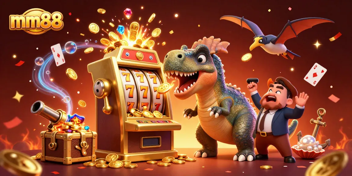 Experience the excitement of mm88 as a pachycephalosaurus hits a slot machine for big wins!