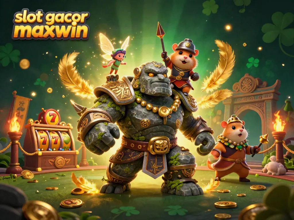 Memenangkan jackpot dengan slot gacor maxwin di kasino online, gambar karakter 3D dalam ilustrasi menarik.