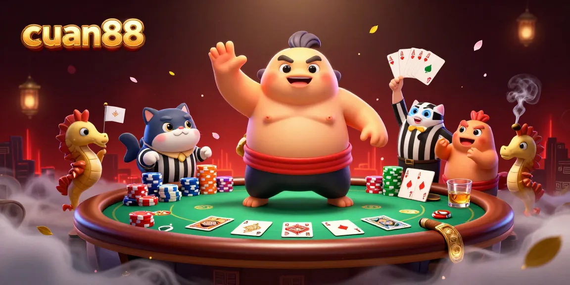 Experience cuan88 thrills with an underwater poker showdown featuring a fugu, referee catfish, and cheering seahorses.