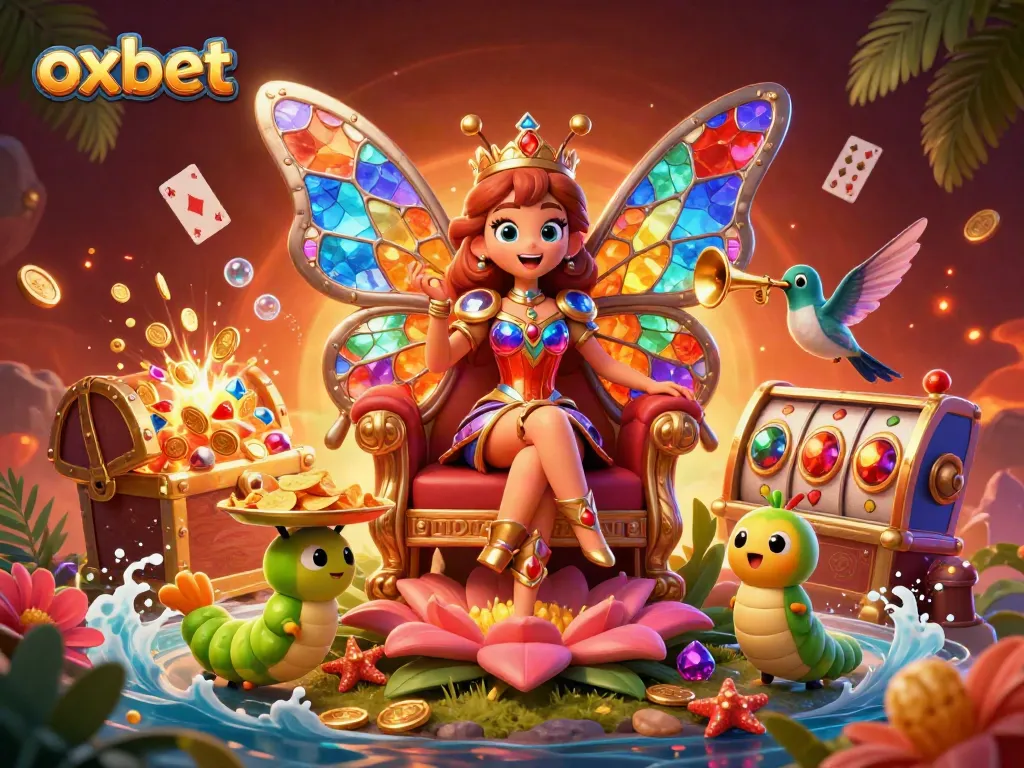 Experience the vibrant role of oxbet in online gaming with this dynamic illustrated casino scene.
