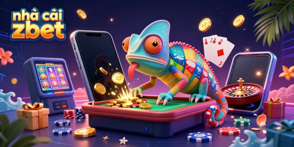 Experience thrilling gameplay at nhà cái zbet with chameleon casino owner and vibrant 3D game elements.