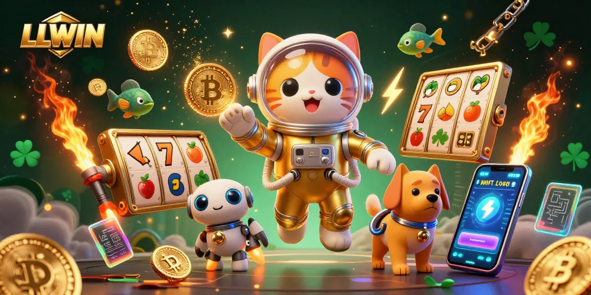 LLWIN showcases thrilling slot games with vibrant characters and crypto elements in immersive 3D.